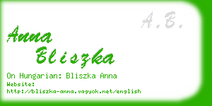 anna bliszka business card